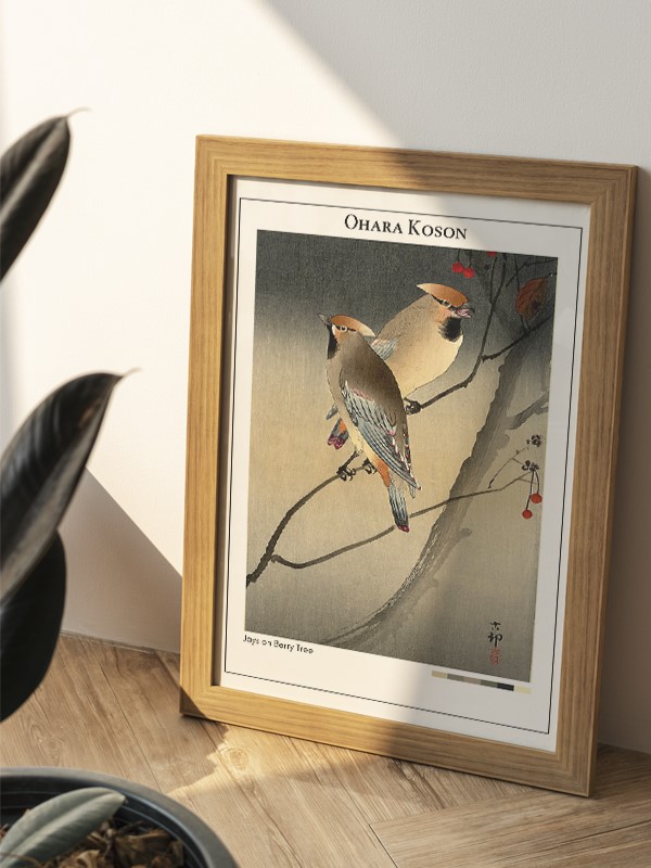 Ohara Koson Jays on Berry Tree Poster