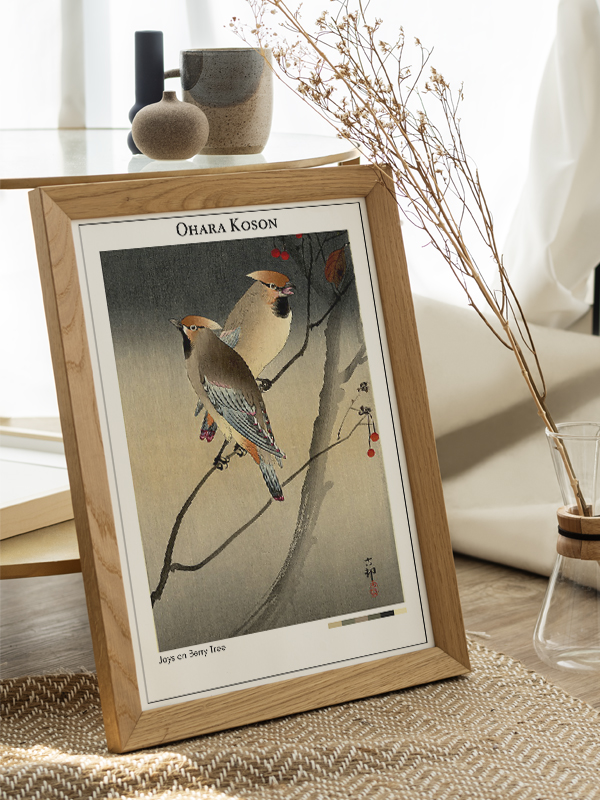 Ohara Koson Jays on Berry Tree Poster