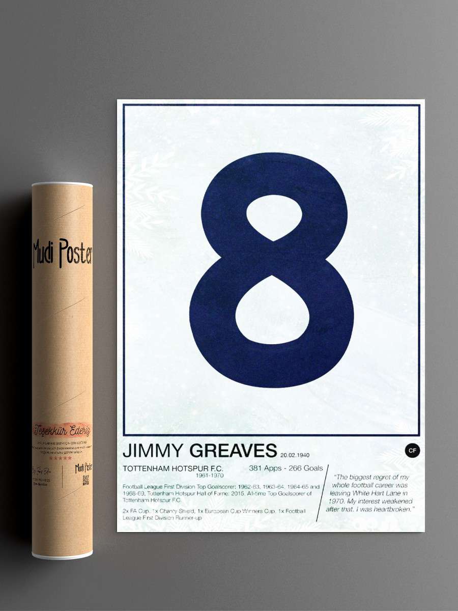 Jimmy Greaves Futbol Poster Çerçevesiz Yüksek Kalite Futbolcu Duvar Poster