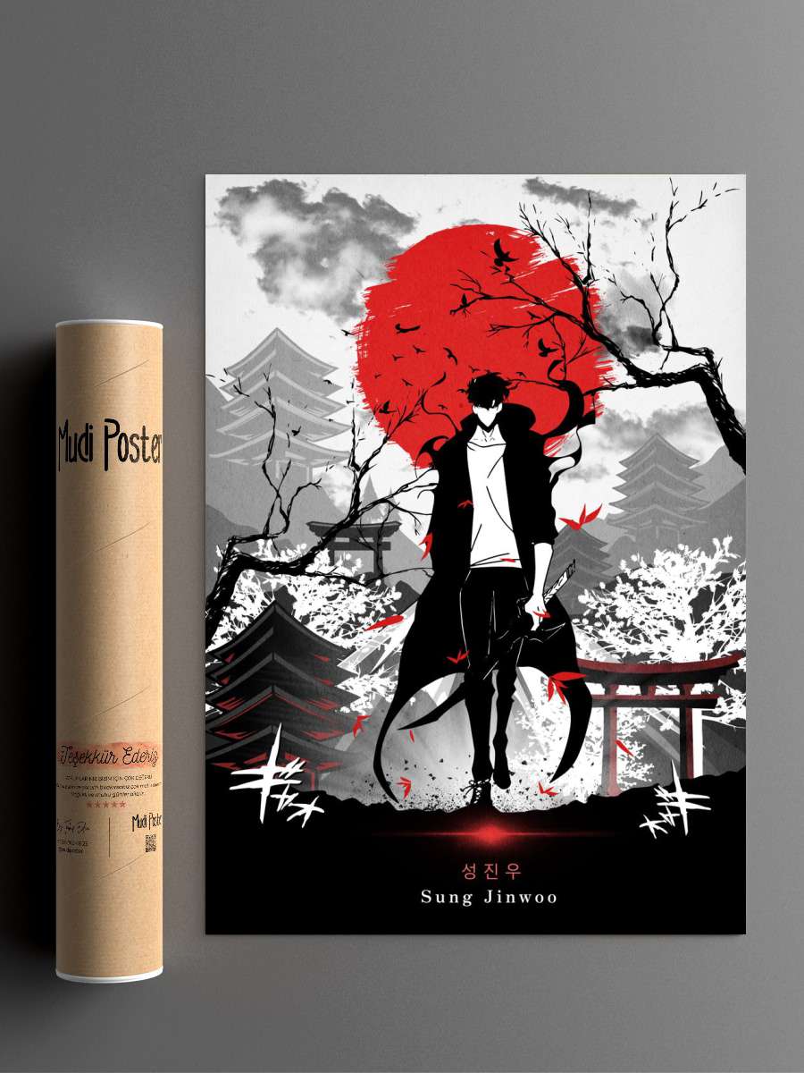 Jinwoo Solo Leveling Anime Poster Çerçevesiz Yüksek Kalite Anime Duvar Poster