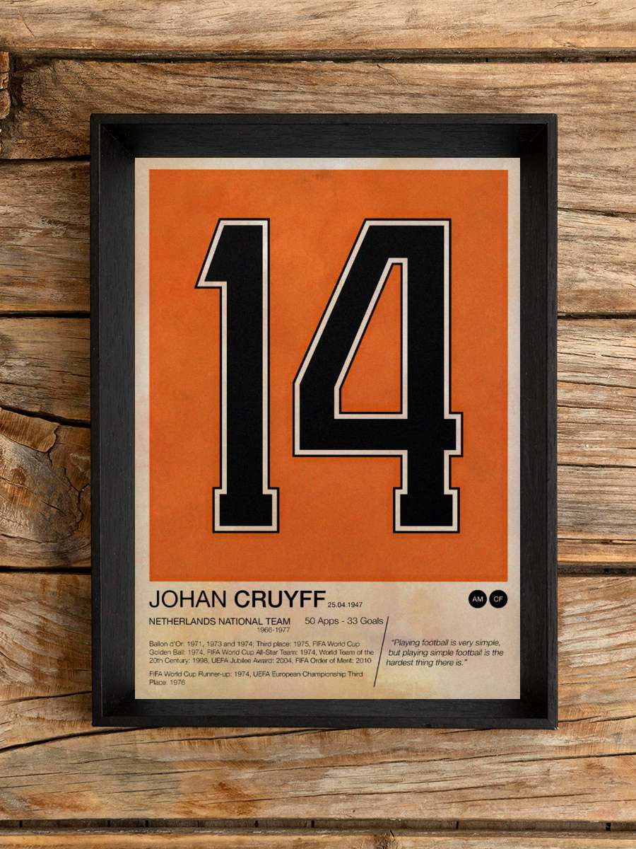 Johan Cruyff Futbol Poster Çerçevesiz Yüksek Kalite Futbolcu Duvar Poster