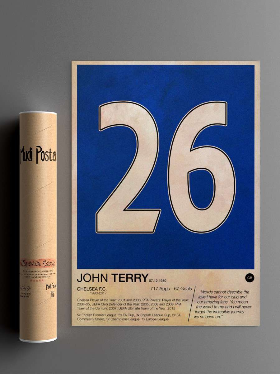 John Terry Futbol Poster Çerçevesiz Yüksek Kalite Futbolcu Duvar Poster