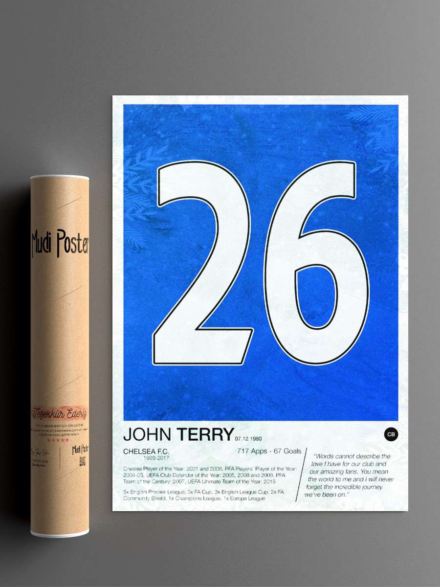 John Terry Futbol Poster Çerçevesiz Yüksek Kalite Futbolcu Duvar Poster