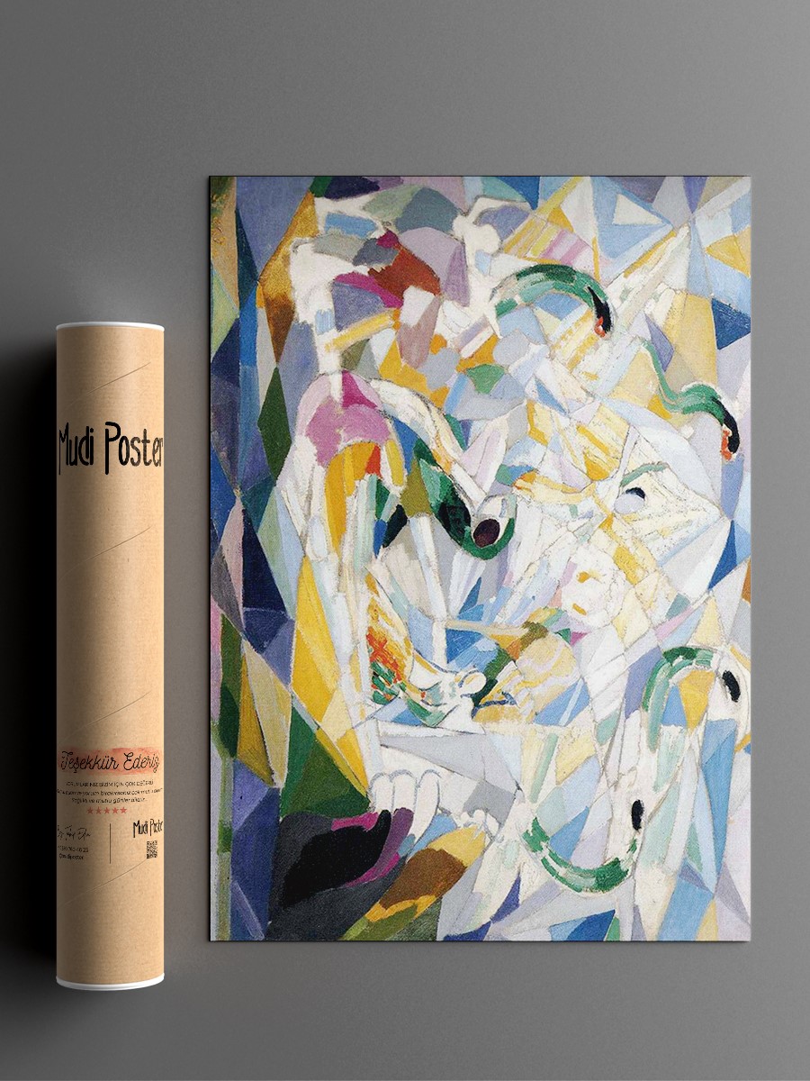 Joseph Stella Four Tablo Sanatsal Ünlü Ressam Poster Çerçevesiz Yüksek Kalite Poster