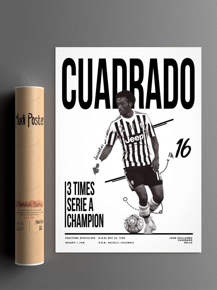 Juan Cuadrado 16 Futbol Poster Çerçevesiz Yüksek Kalite Futbolcu Duvar Poster