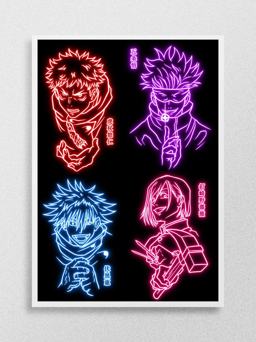 Jujutsu neon art Anime Poster Çerçevesiz Yüksek Kalite Anime Duvar Poster