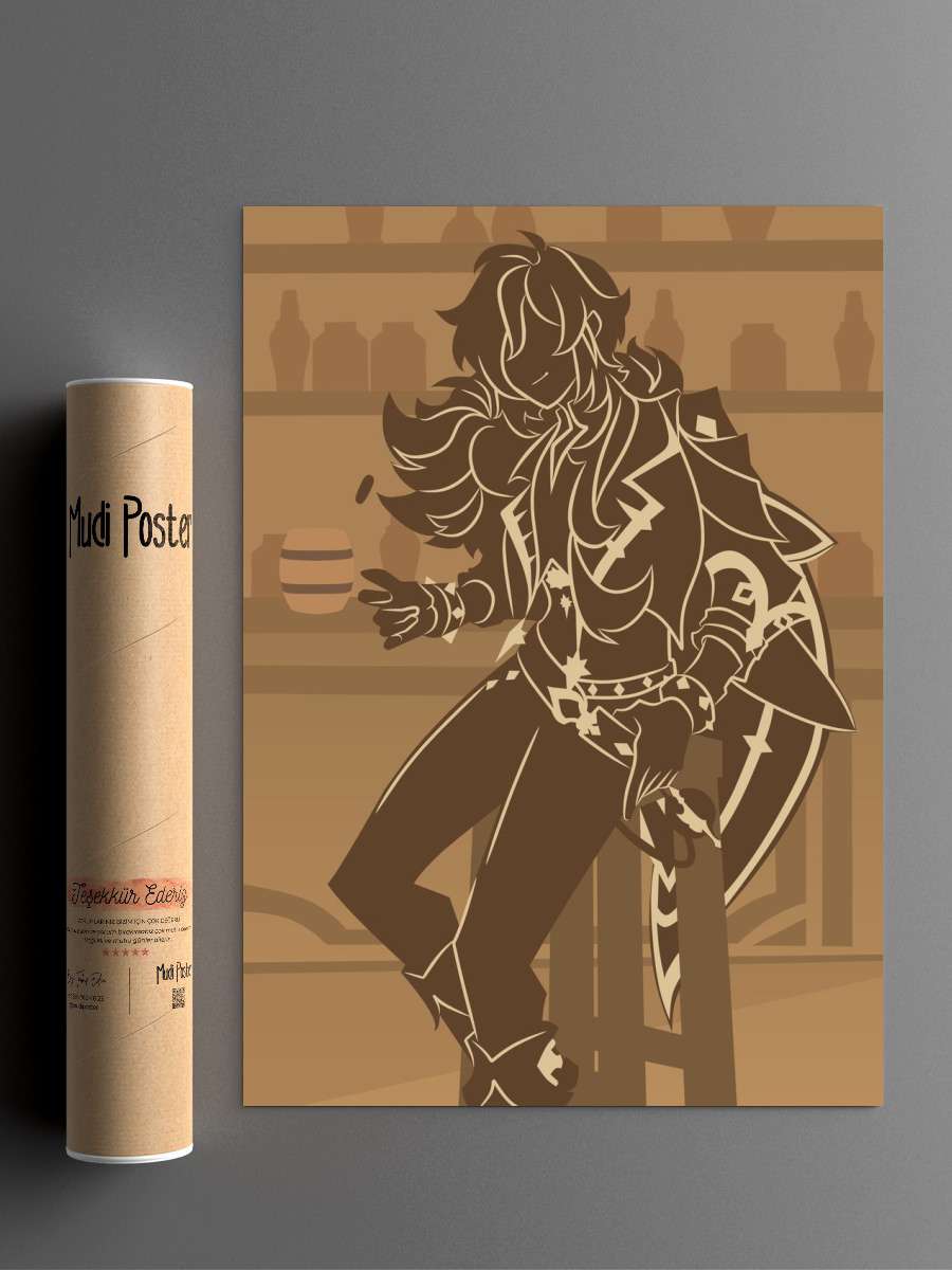 Kaeya Genshin Impact Anime Poster Çerçevesiz Yüksek Kalite Anime Duvar Poster