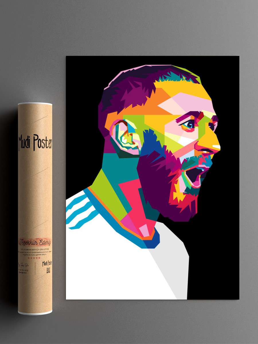 Karim Benzema Futbol Poster Çerçevesiz Yüksek Kalite Futbolcu Duvar Poster