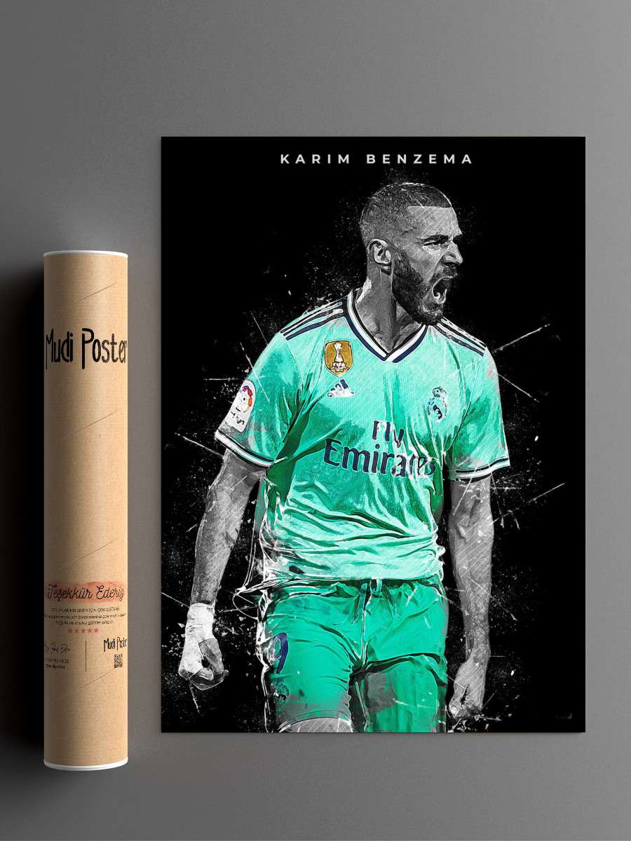 Karim Benzema Futbol Poster Çerçevesiz Yüksek Kalite Futbolcu Duvar Poster