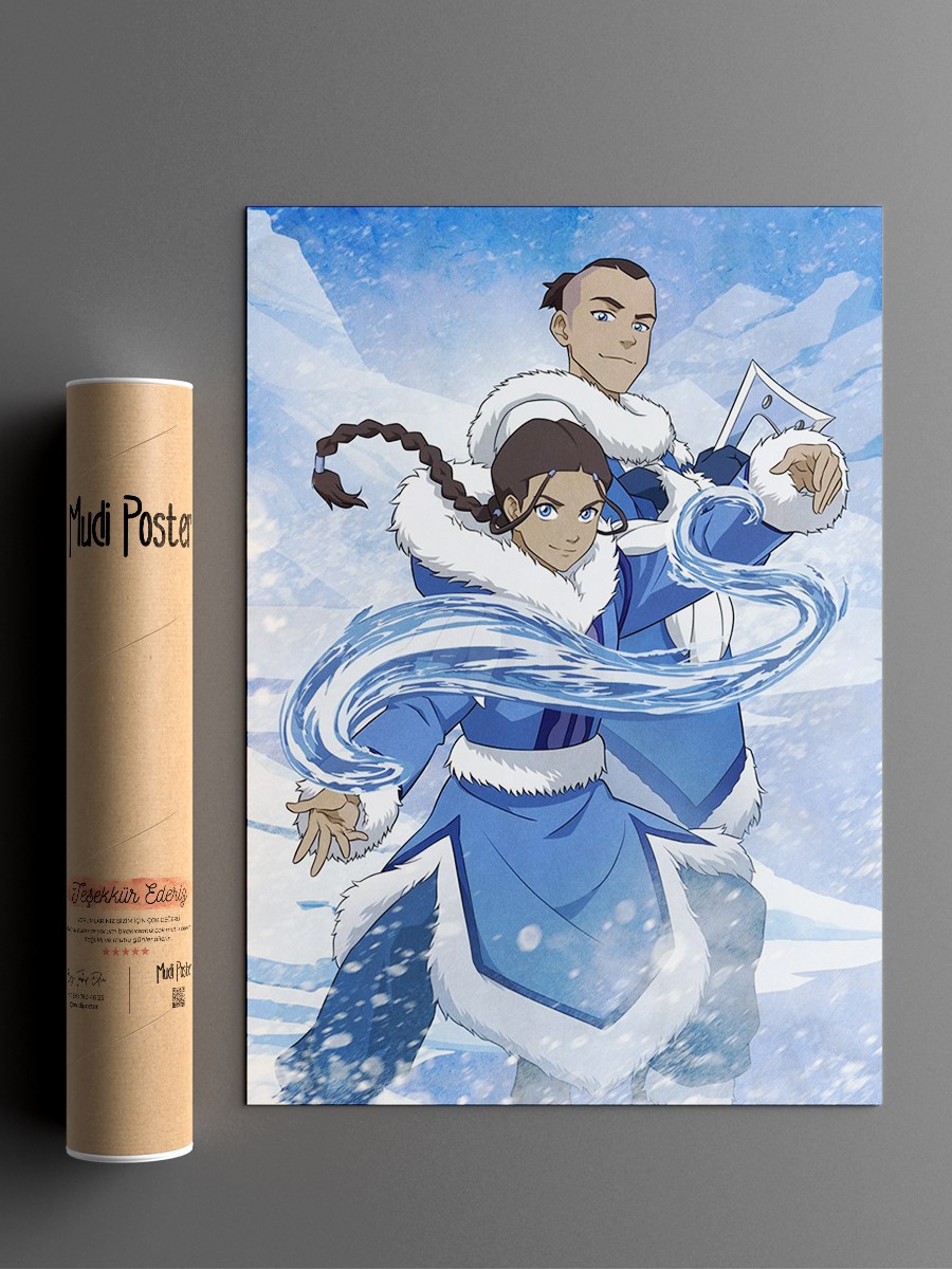Katara & Sokka Anime Poster Çerçevesiz Yüksek Kalite Anime Duvar Poster