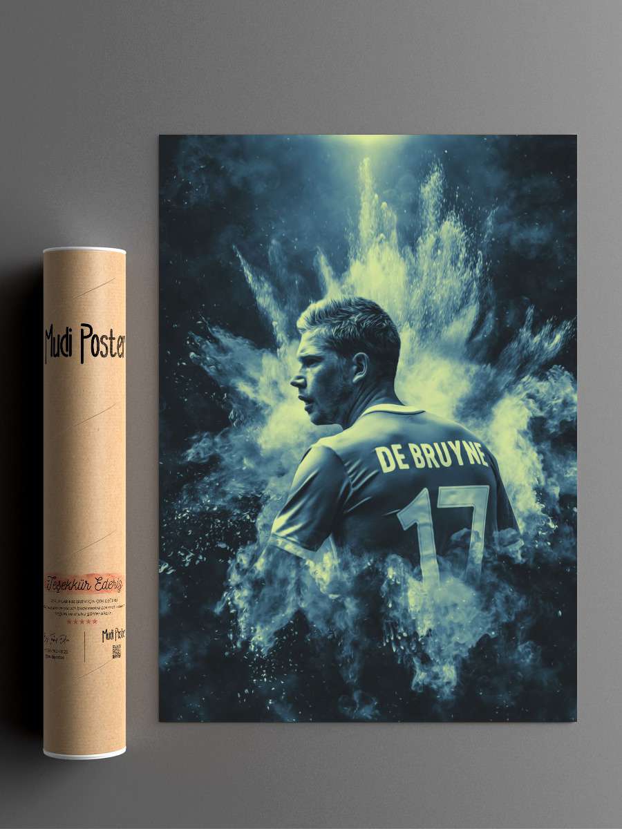 KDB Illustration Futbol Poster Çerçevesiz Yüksek Kalite Futbolcu Duvar Poster
