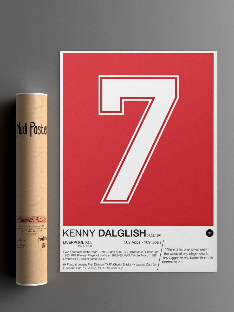 Kenny Dalglish Futbol Poster Çerçevesiz Yüksek Kalite Futbolcu Duvar Poster