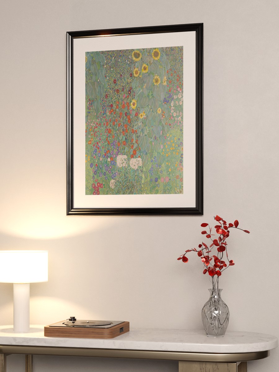 Klimt Garden with Flowers Tablo Sanatsal Ünlü Ressam Poster Çerçevesiz Yüksek Kalite Poster