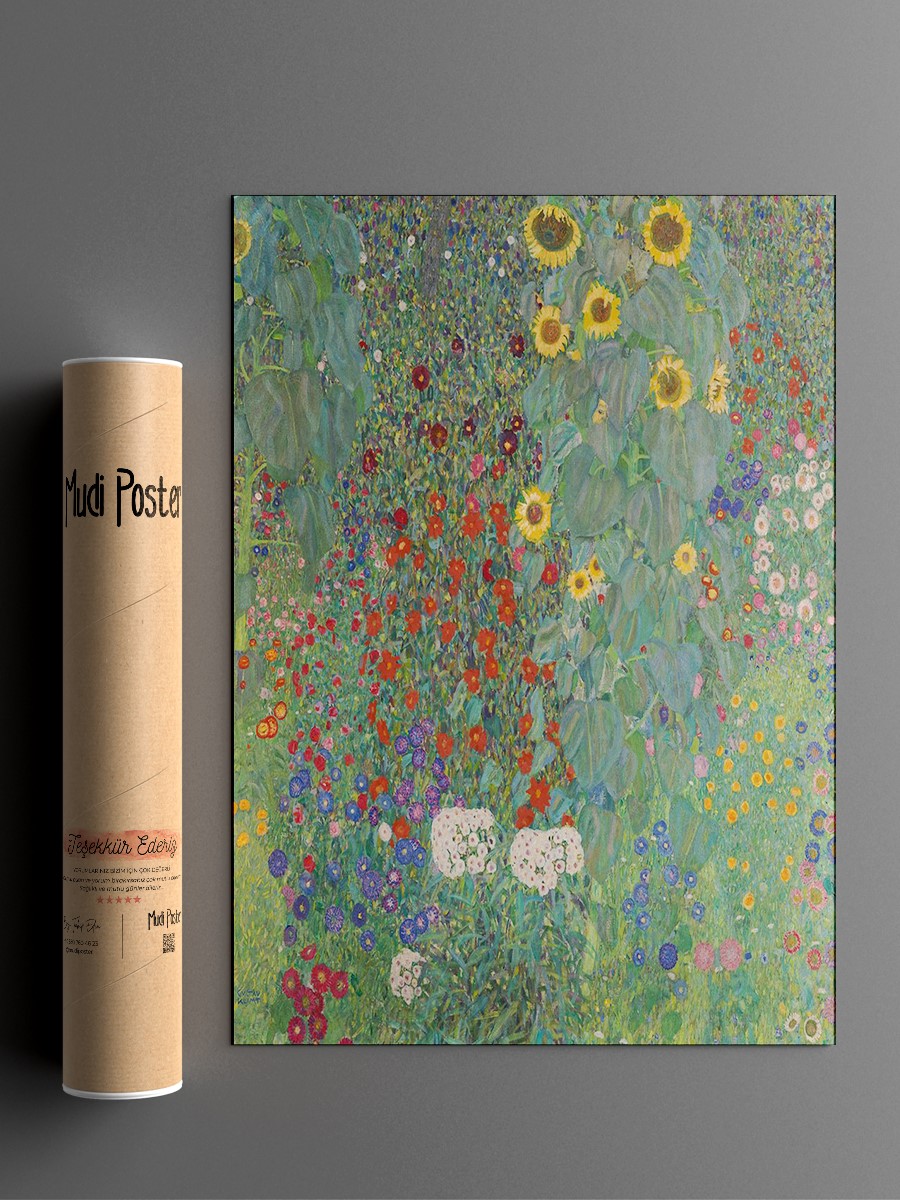 Klimt Garden with Flowers Tablo Sanatsal Ünlü Ressam Poster Çerçevesiz Yüksek Kalite Poster