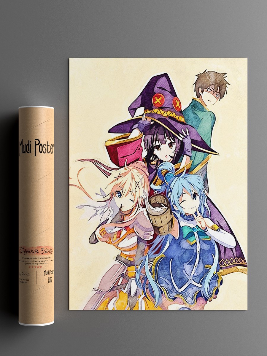 Konosuba Anime Poster Çerçevesiz Yüksek Kalite Anime Duvar Poster