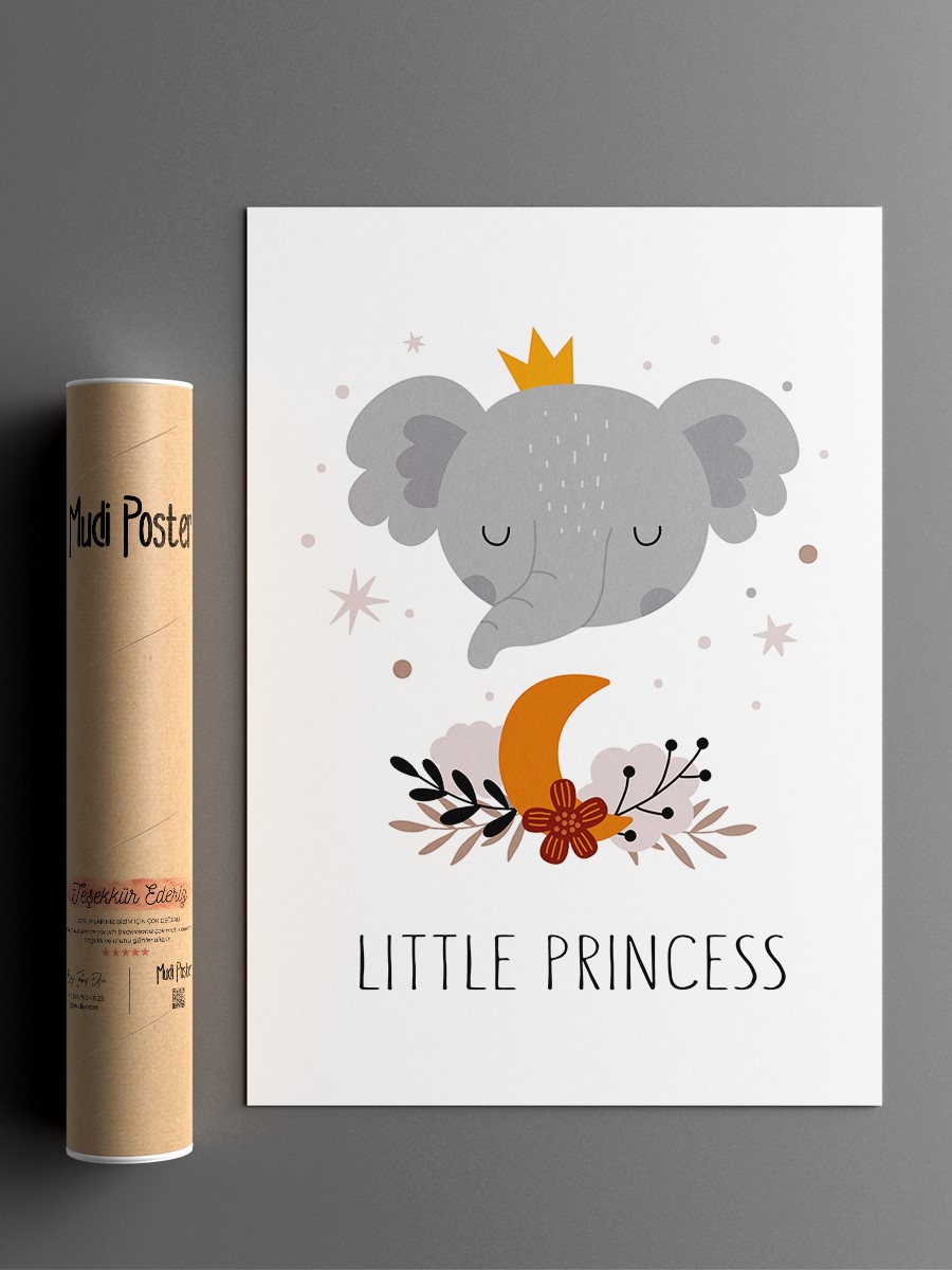 Küçük Prenses Çocuk Odası Duvar Poster, Bebek Odası, Dekoratif Poster Çerçevesiz