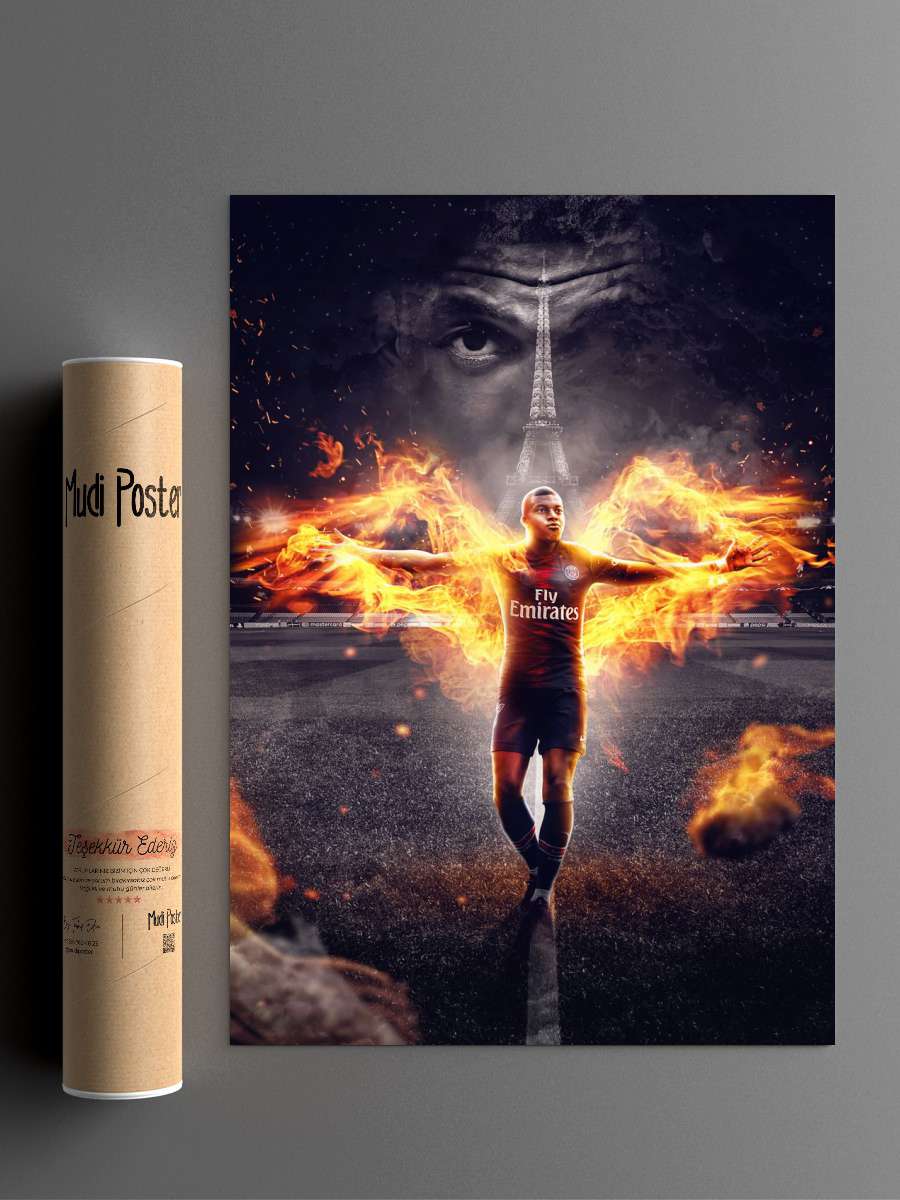 Kylian Mbappe Futbol Poster Çerçevesiz Yüksek Kalite Futbolcu Duvar Poster