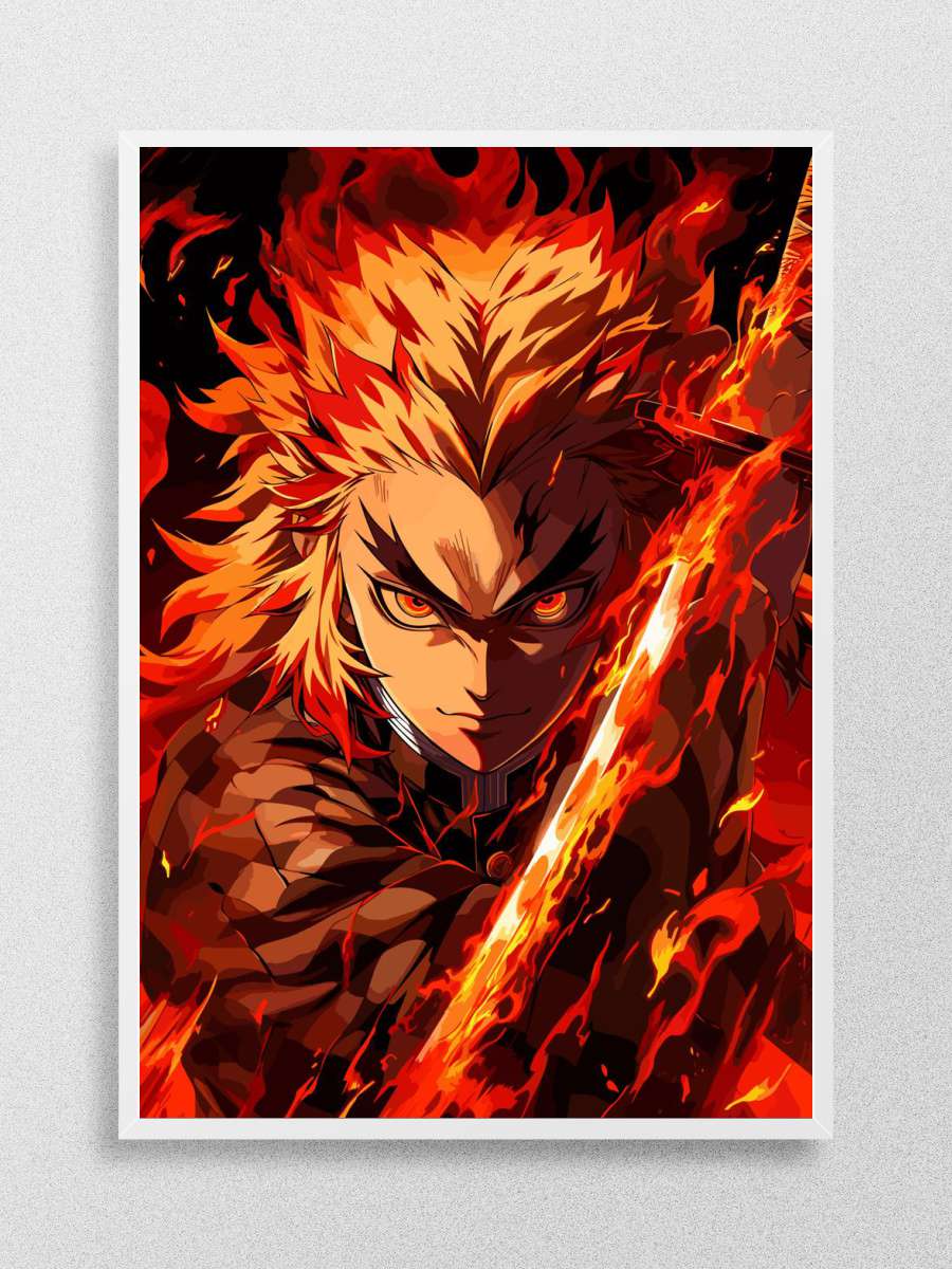 Kyojuro Rengoku Flame Anime Poster Çerçevesiz Yüksek Kalite Anime Duvar Poster