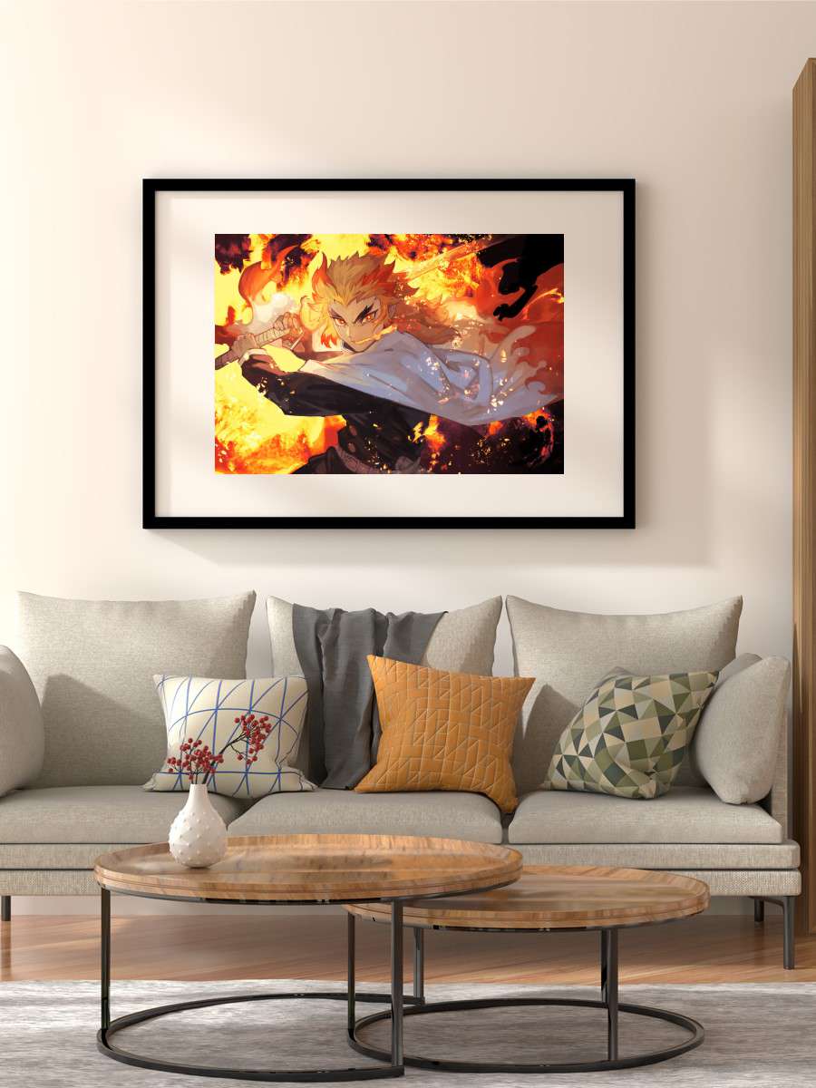 Kyojuro Rengoku Poster Anime Poster Çerçevesiz Yüksek Kalite Anime Duvar Poster