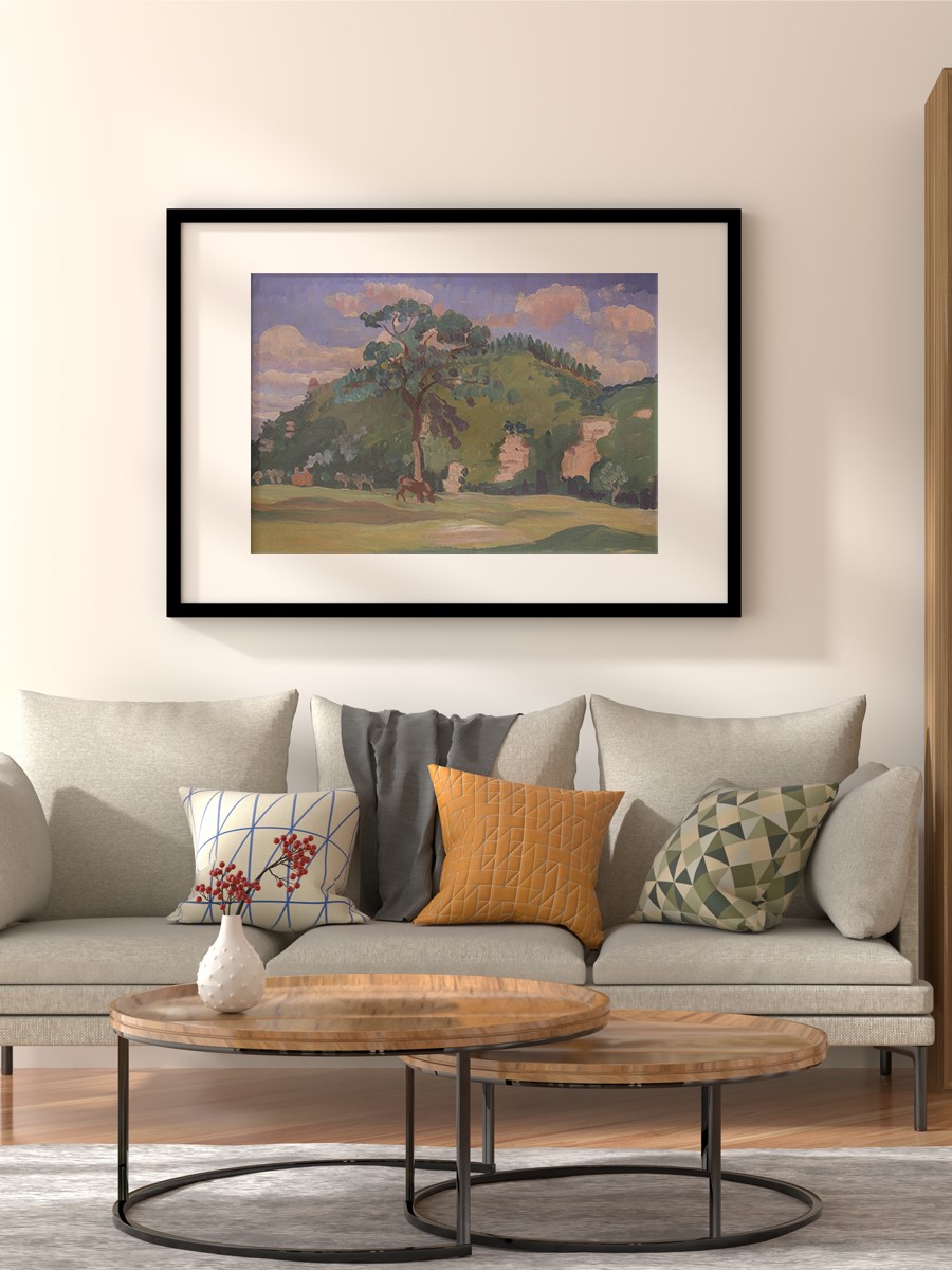 Lanscape with Horse Tablo Sanatsal Ünlü Ressam Poster Çerçevesiz Yüksek Kalite Poster