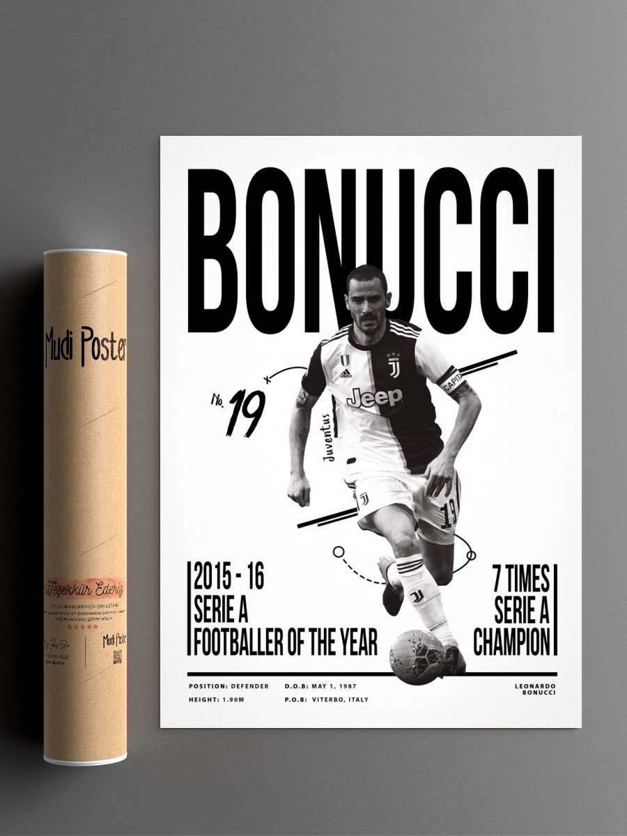Leonardo Bonucci 19 Futbol Poster Çerçevesiz Yüksek Kalite Futbolcu Duvar Poster