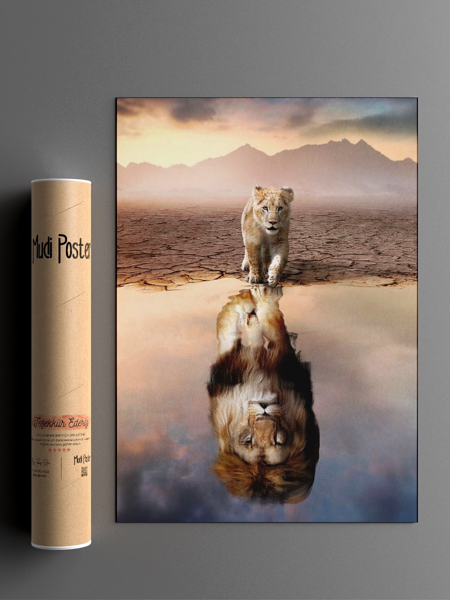 Lion Reflection Poster, Çerçevesiz Tv Film Poster