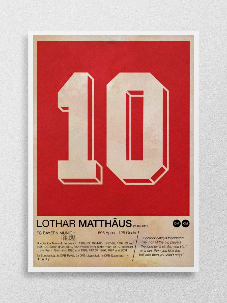 Lothar Matthaus Futbol Poster Çerçevesiz Yüksek Kalite Futbolcu Duvar Poster