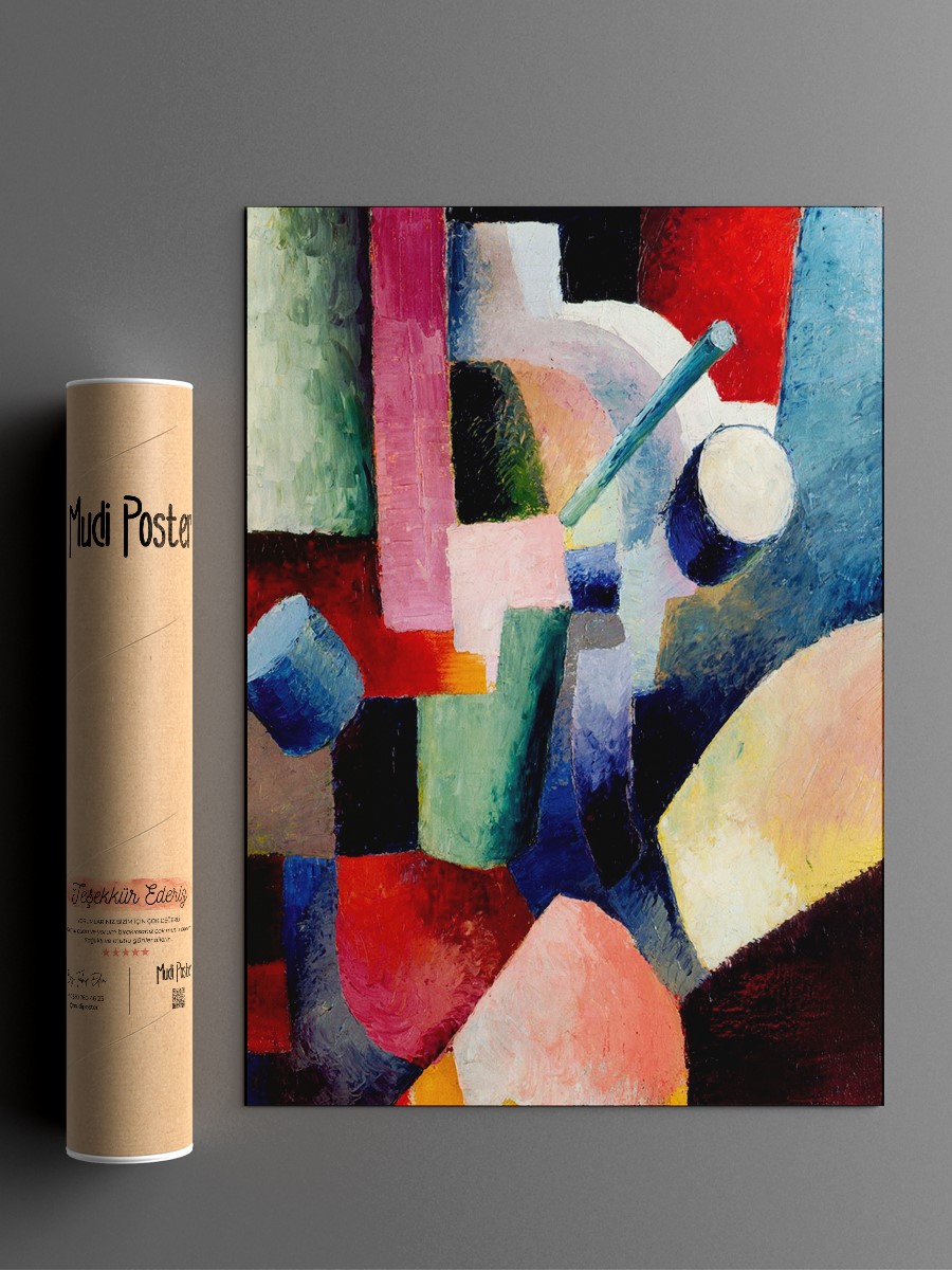 Macke Composition of Forms Tablo Sanatsal Ünlü Ressam Poster Çerçevesiz Yüksek Kalite Poster