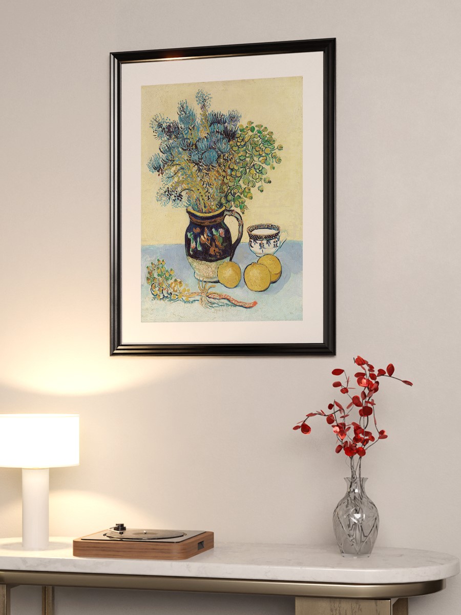 Majolica with Wildflowers Tablo Sanatsal Ünlü Ressam Poster Çerçevesiz Yüksek Kalite Poster