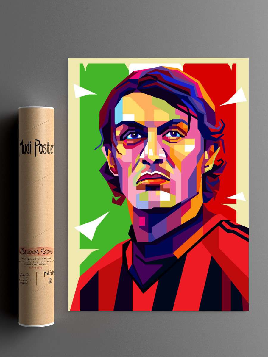 Maldini Futbol Poster Çerçevesiz Yüksek Kalite Futbolcu Duvar Poster