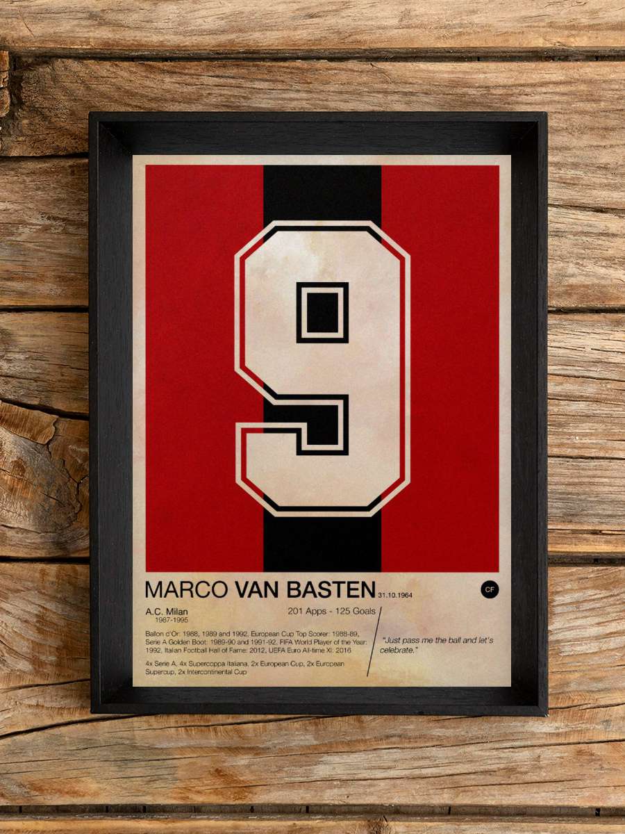 Marco Van Basten Futbol Poster Çerçevesiz Yüksek Kalite Futbolcu Duvar Poster