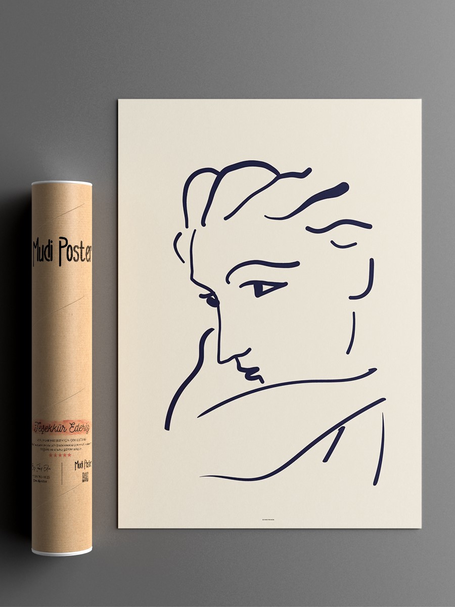 Matisse Çizgi Portre Poster Modern Duvar Tablosu Çerçevesiz Poster Salon, Mutfak Ve Ofis Duvar Dekoru