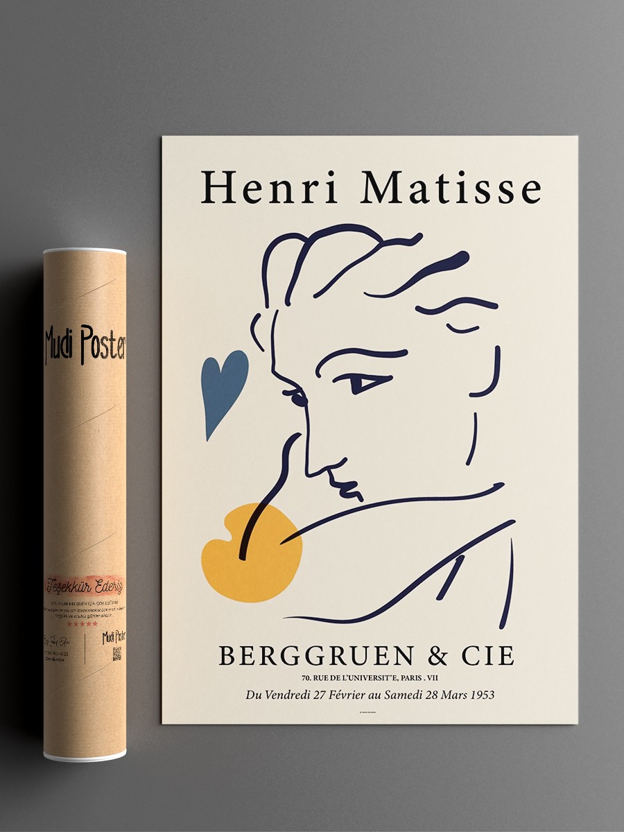 Matisse Çizgi Portre Poster Modern Duvar Tablosu Çerçevesiz Poster Salon, Mutfak Ve Ofis Duvar Dekoru