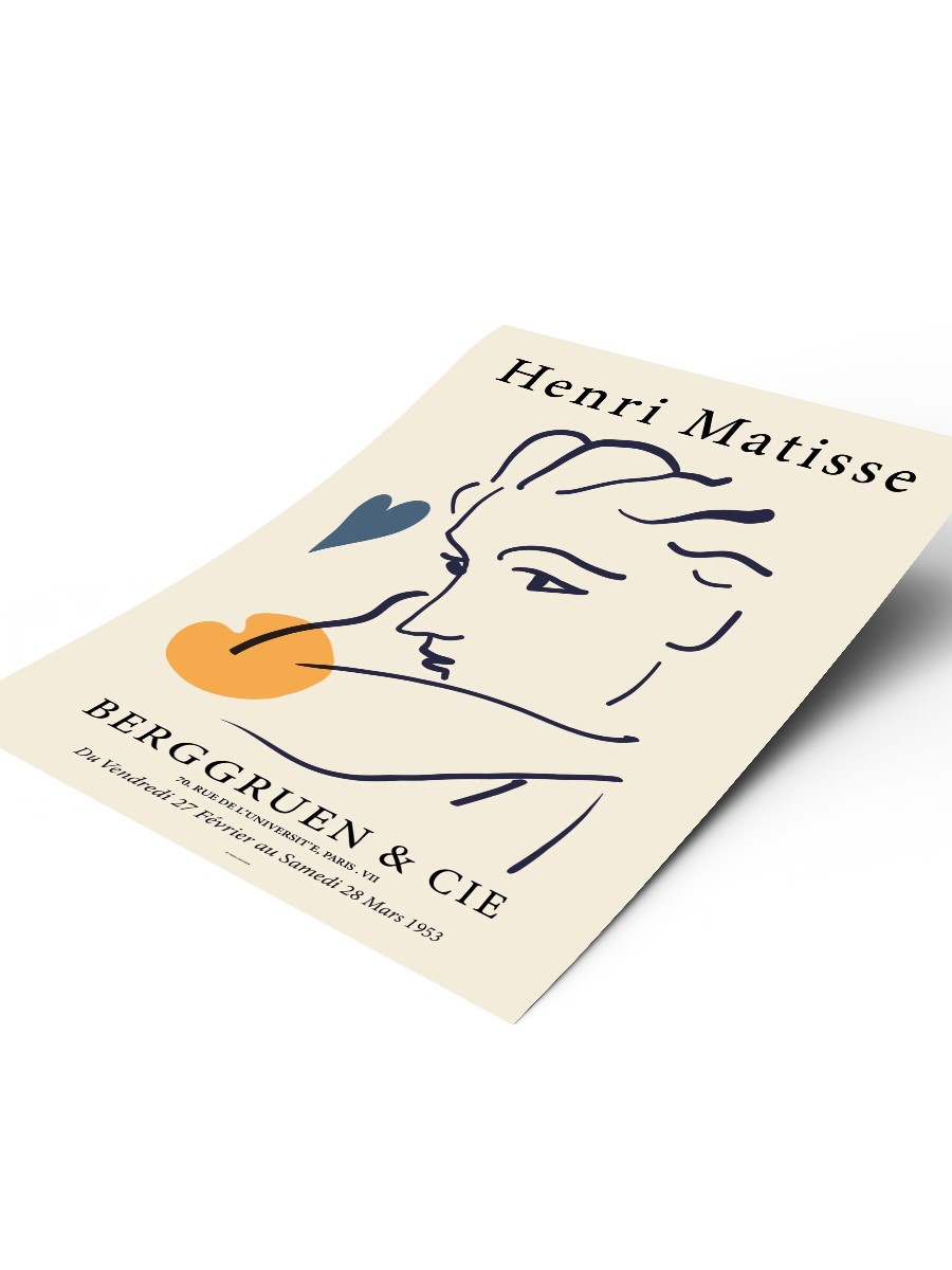 Matisse Çizgi Portre Poster Modern Duvar Tablosu Çerçevesiz Poster Salon, Mutfak Ve Ofis Duvar Dekoru