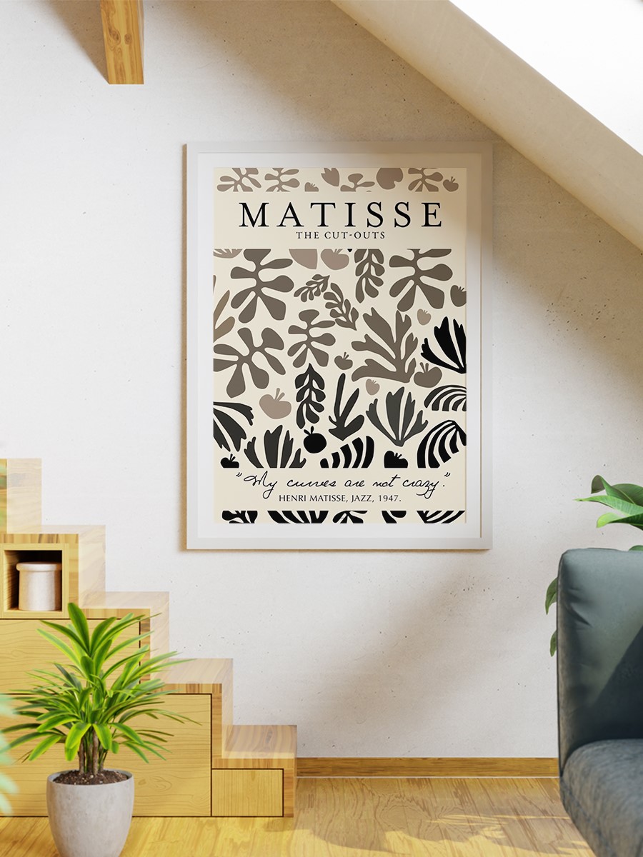 Matisse Mono Soyut Poster Modern Duvar Tablosu Çerçevesiz Poster Salon, Mutfak Ve Ofis Duvar Dekoru