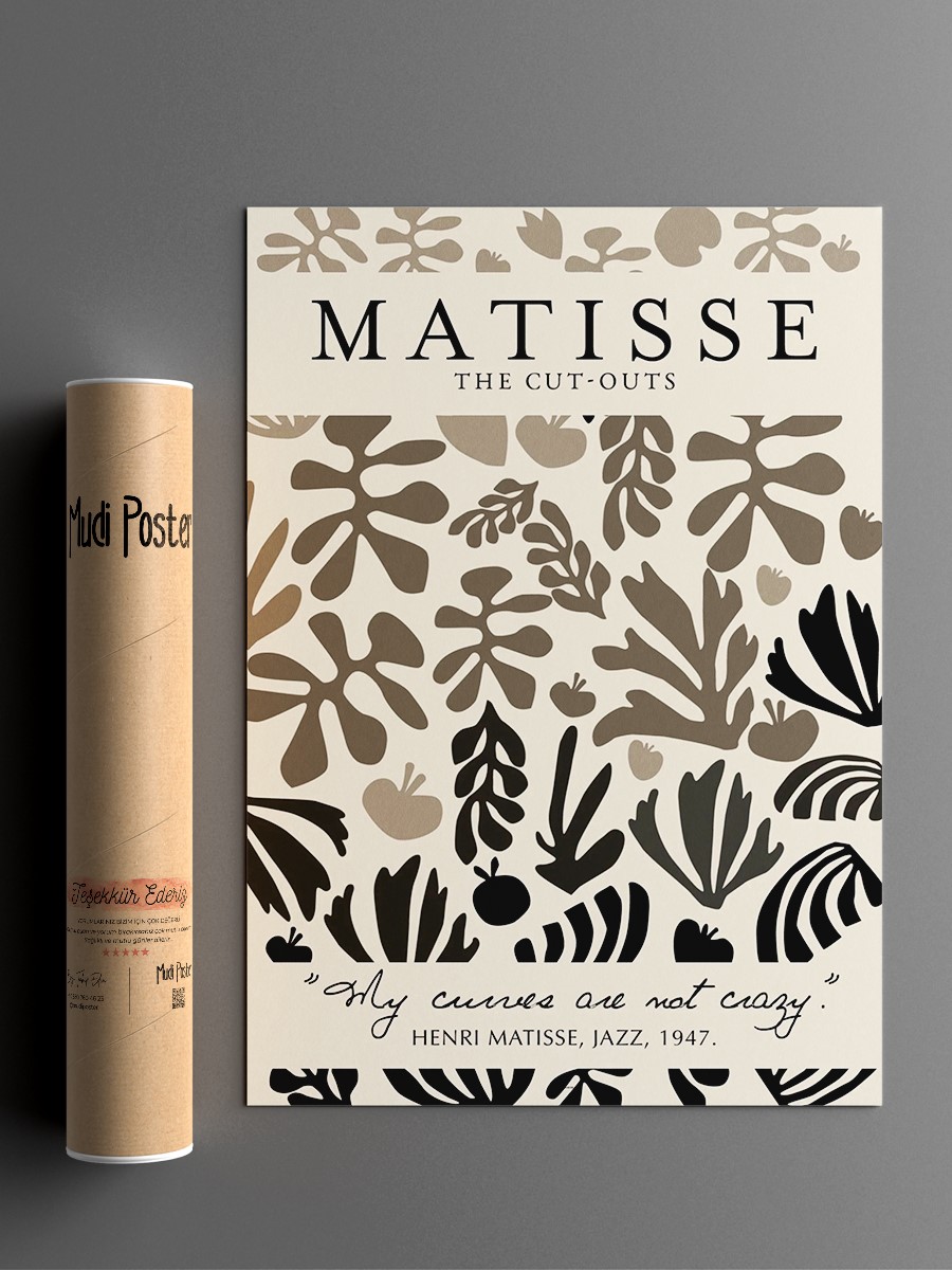 Matisse Mono Soyut Poster Modern Duvar Tablosu Çerçevesiz Poster Salon, Mutfak Ve Ofis Duvar Dekoru