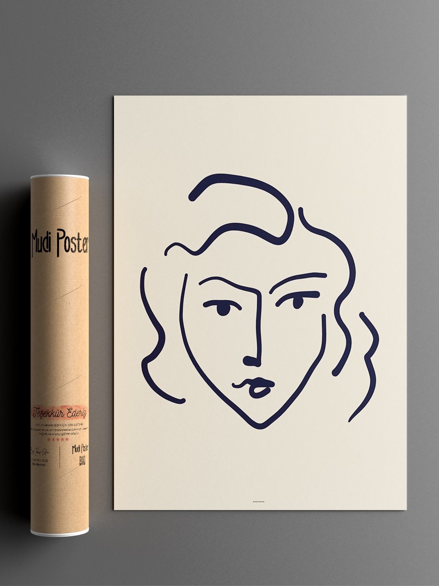 Matisse Soyut Çizgi Portre Poster Modern Duvar Tablosu Çerçevesiz Poster Salon, Mutfak Ve Ofis Duvar Dekoru