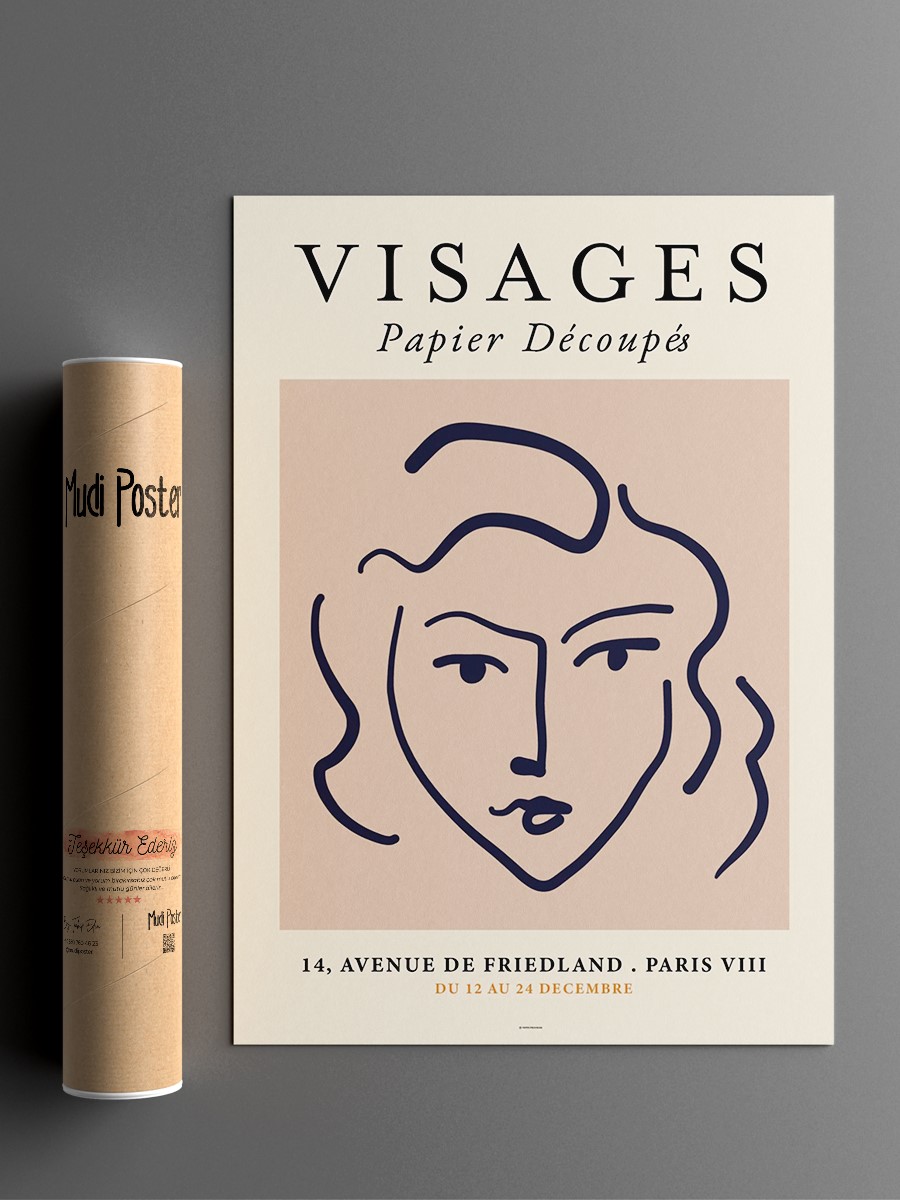 Matisse Soyut Çizgi Portre Poster Modern Duvar Tablosu Çerçevesiz Poster Salon, Mutfak Ve Ofis Duvar Dekoru