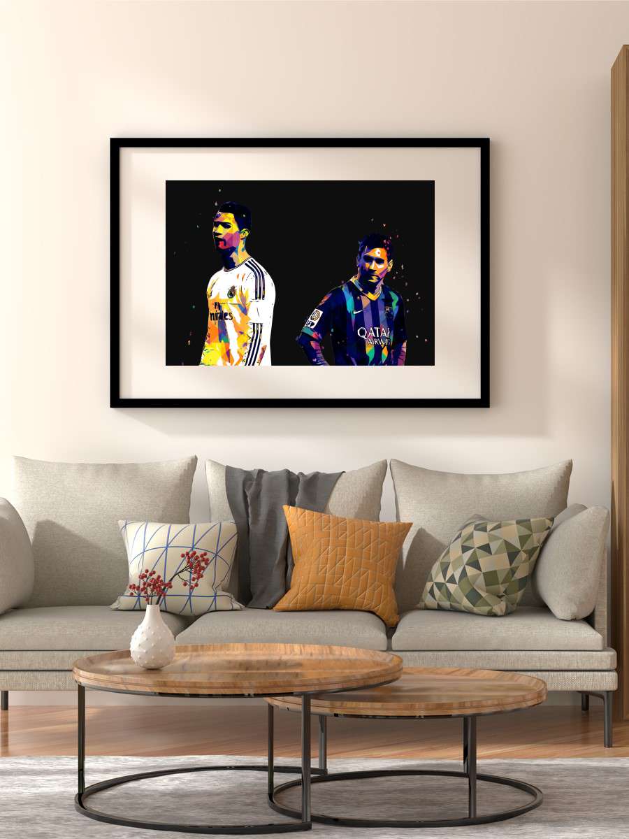 Messi and Ronaldo Futbol Poster Çerçevesiz Yüksek Kalite Futbolcu Duvar Poster