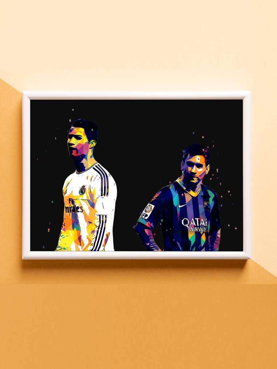 Messi and Ronaldo Futbol Poster Çerçevesiz Yüksek Kalite Futbolcu Duvar Poster