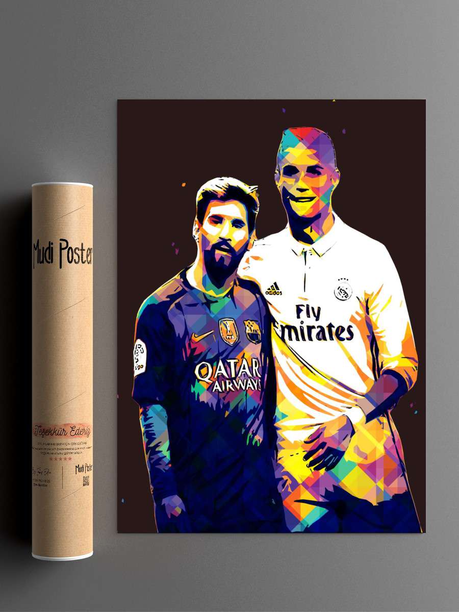 Messi Ronaldo Fan art Futbol Poster Çerçevesiz Yüksek Kalite Futbolcu Duvar Poster