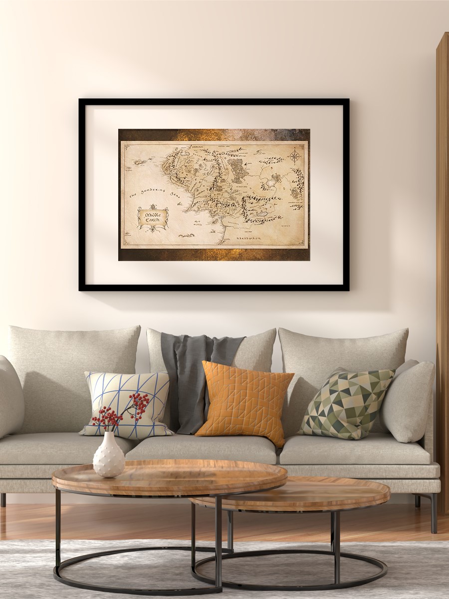 Middle-Earth Map Poster, Çerçevesiz Tv Film Poster