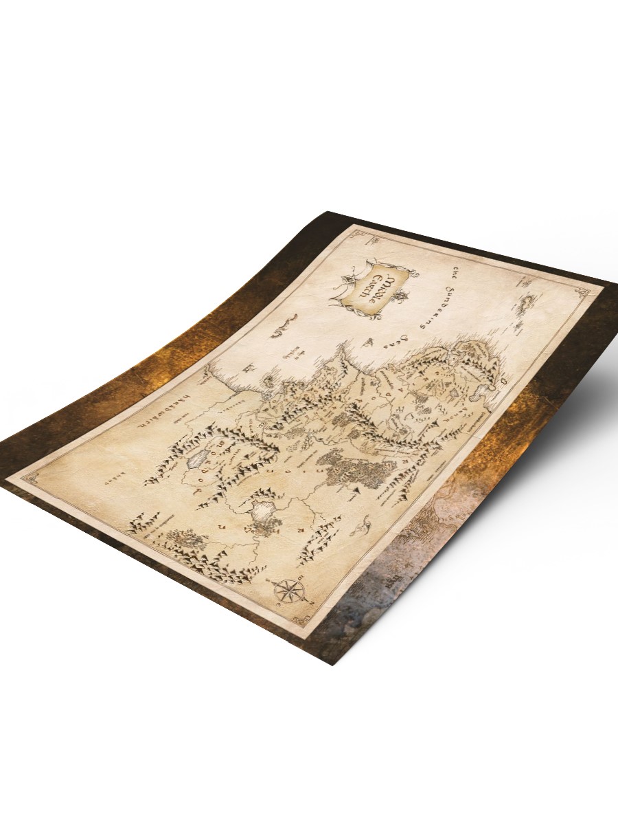 Middle-Earth Map Poster, Çerçevesiz Tv Film Poster