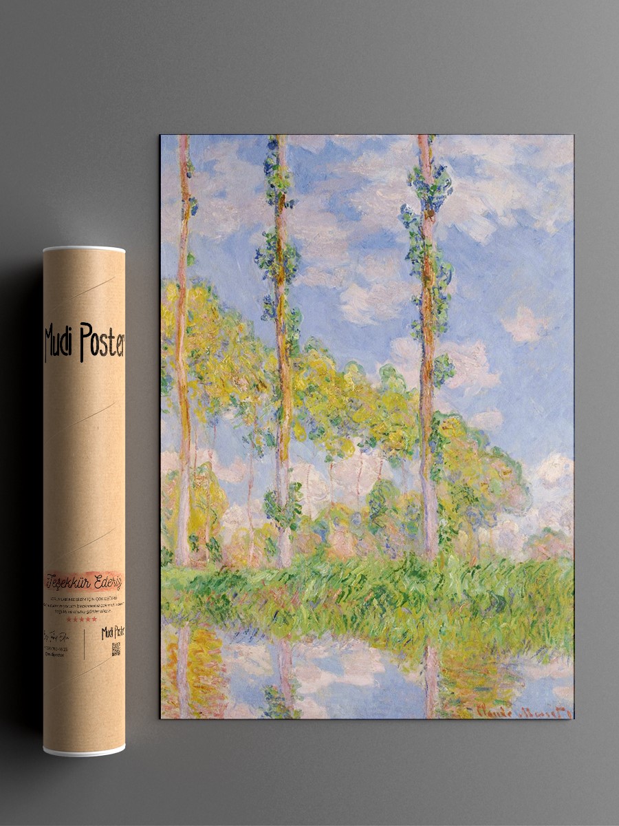 Monet Poplars in the Sun Tablo Sanatsal Ünlü Ressam Poster Çerçevesiz Yüksek Kalite Poster