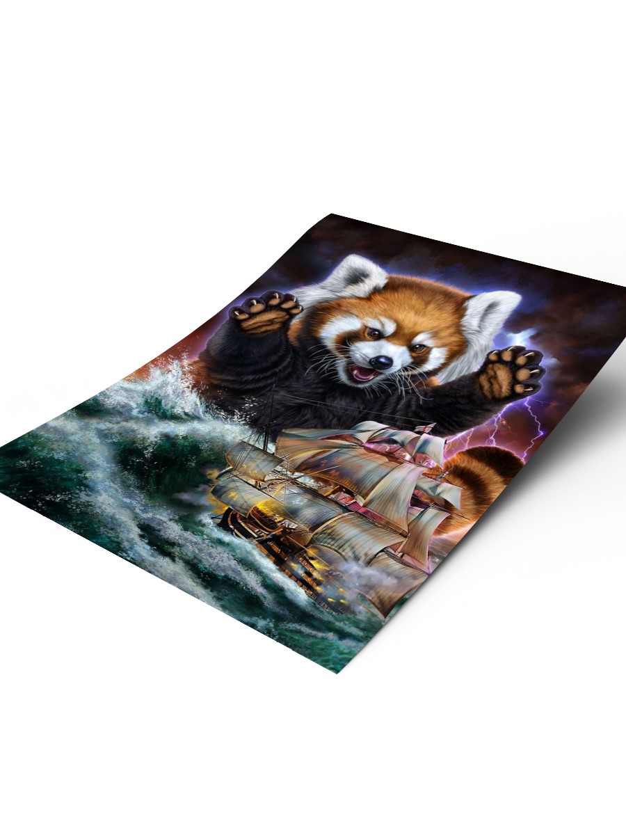 Monster Red Panda Kraken Poster, Çerçevesiz Tv Film Poster