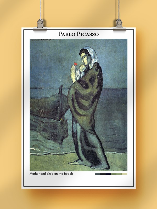 Pablo Picasso Mother and child on the beach Poster