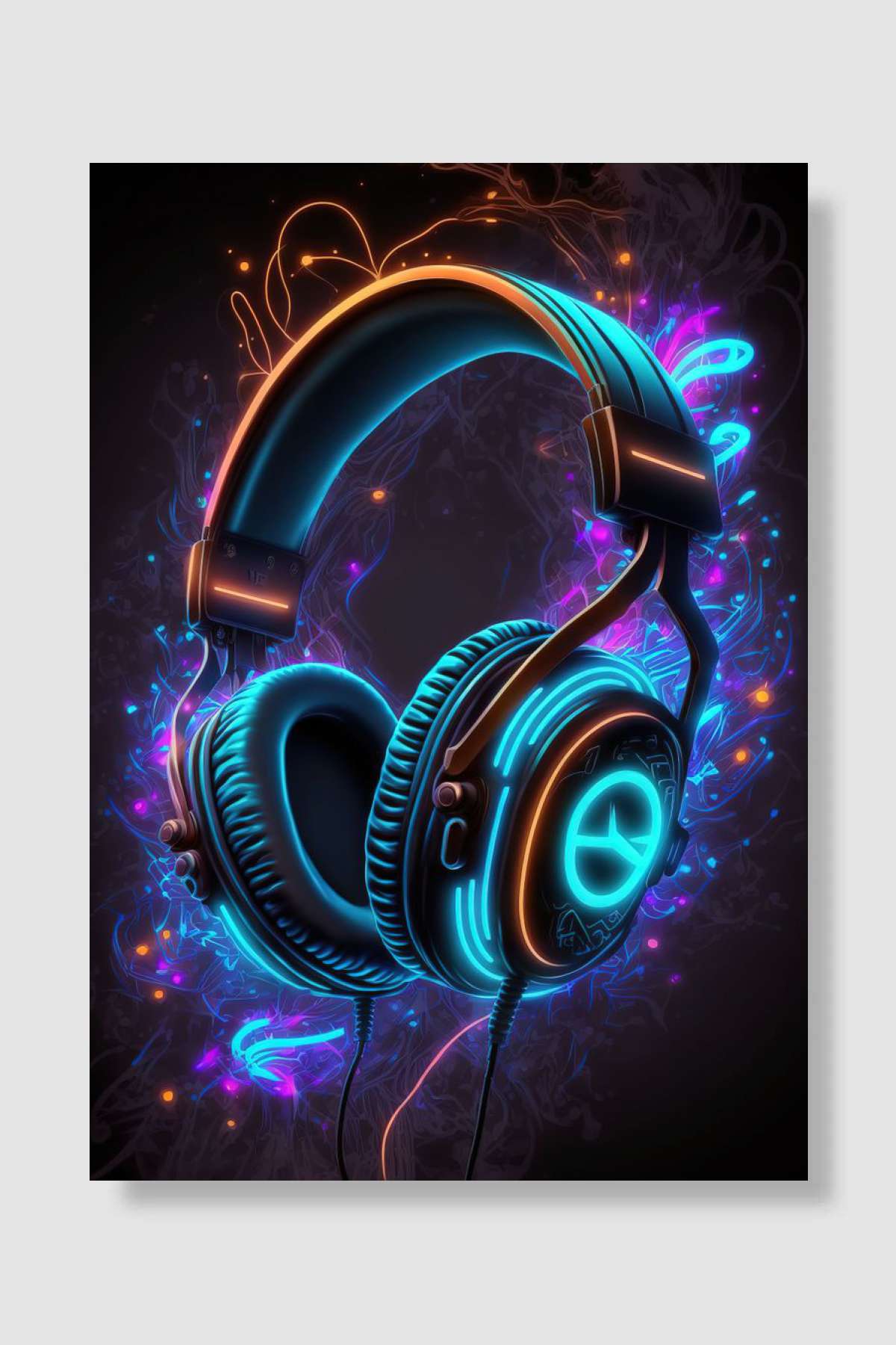 Live Music Neon Müzik Poster Çerçevesiz Yüksek Kalite Müzik Afiş Duvar Poster