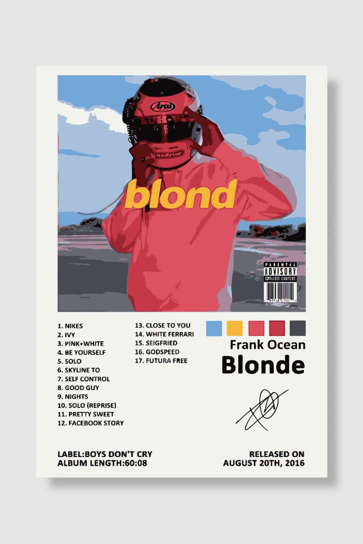 Blond Rapper Müzik Poster Çerçevesiz Yüksek Kalite Müzik Afiş Duvar Poster