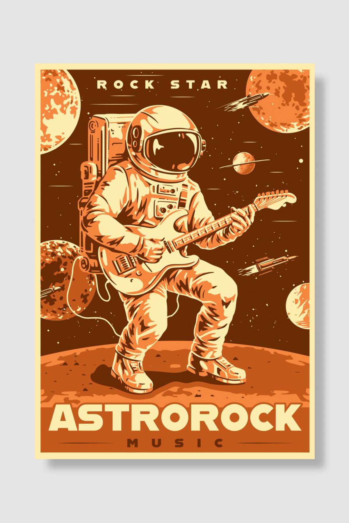 AstroRock astronaut space Müzik Poster Çerçevesiz Yüksek Kalite Müzik Afiş Duvar Poster