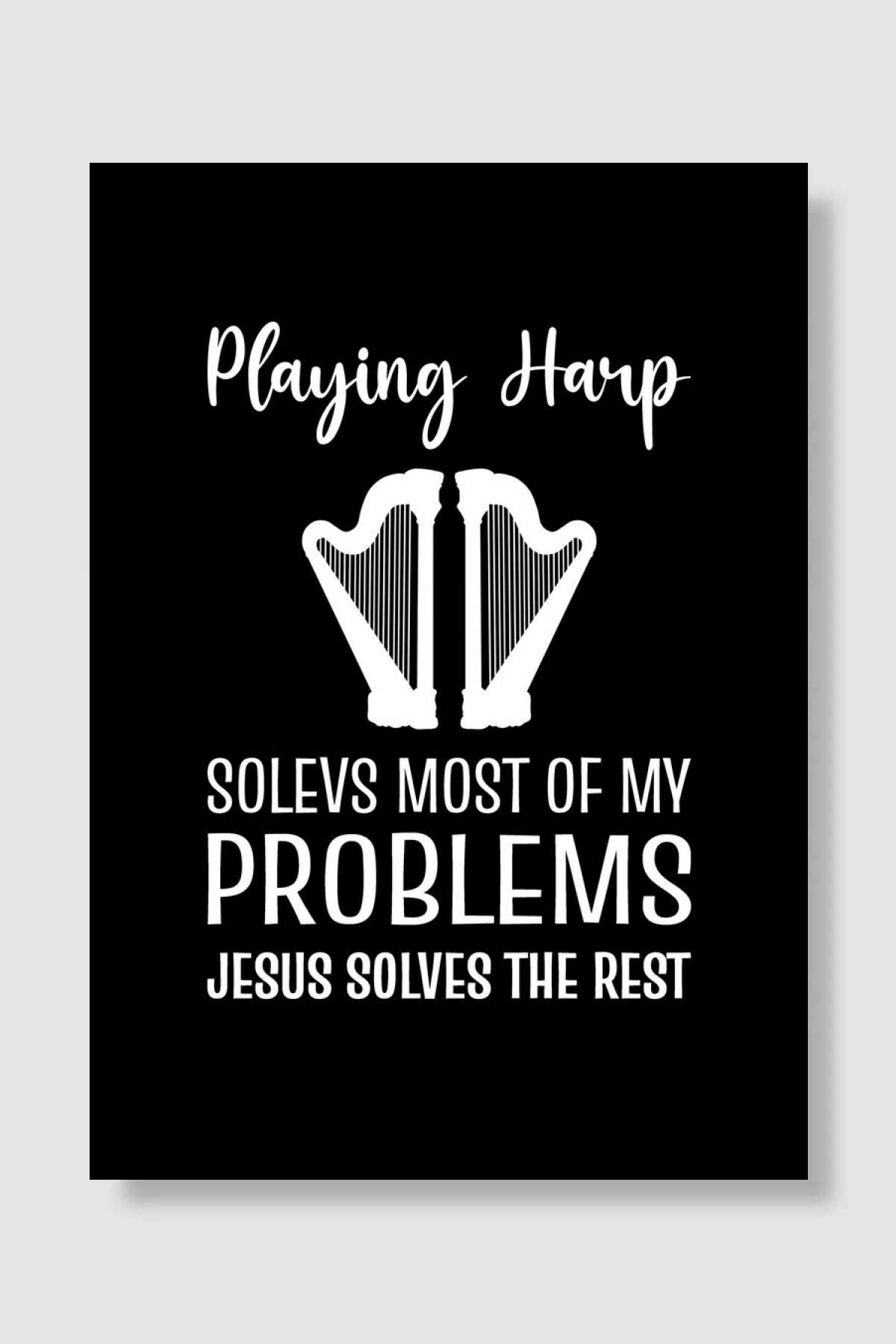 Jesus And Harp Harp Girl Müzik Poster Çerçevesiz Yüksek Kalite Müzik Afiş Duvar Poster